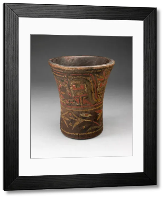 Framed Print : Drinking Vessel (Kero) with Floral and Animal Motifs, A. D. 1450 / 1532. Creator: Unknown Framed Print : Drinking Vessel (Kero) with Floral and Animal Motifs, A. D. 1450 / 1532. Creator: Unknown