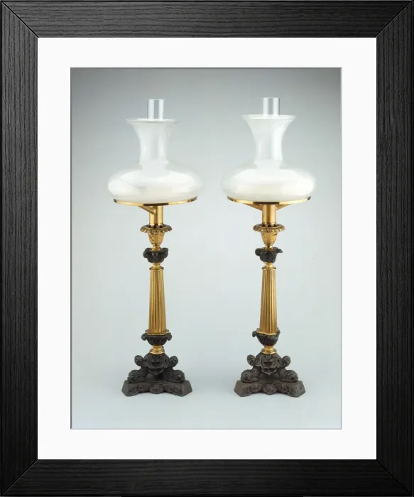 Framed Print : Pair of Sinumbra Lamps, c. 1827 / 31. Creator: Cornelius and Company Framed Print : Pair of Sinumbra Lamps, c. 1827 / 31. Creator: Cornelius and Company