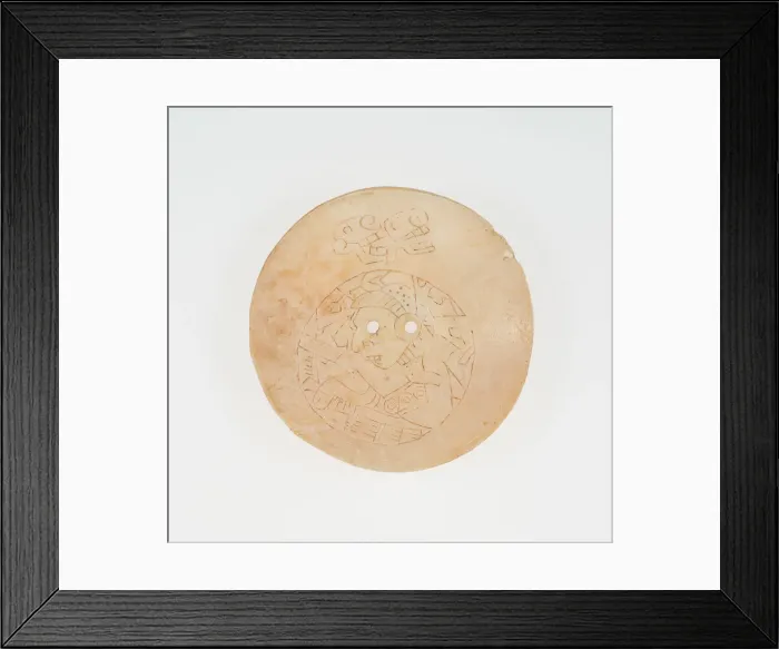 Framed Print : Disc from an Earflare Inscied with a Figure in Contoured Pose, A. D. 1200 / 1500 Framed Print : Disc from an Earflare Inscied with a Figure in Contoured Pose, A. D. 1200 / 1500