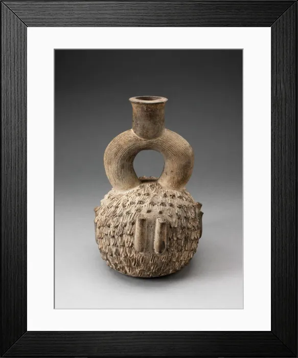 Framed Print : Stirrup Spout Vessel with Raised Appliques Covering the Surface, 1000 B. C. / 200 B. C Framed Print : Stirrup Spout Vessel with Raised Appliques Covering the Surface, 1000 B. C. / 200 B. C