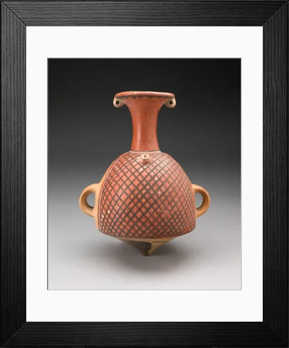 Framed Print : Vessel (Aryballos) with Textile Pattern and Spout Modeled as a Head, A. D. 1200 / 1450 Framed Print : Vessel (Aryballos) with Textile Pattern and Spout Modeled as a Head, A. D. 1200 / 1450