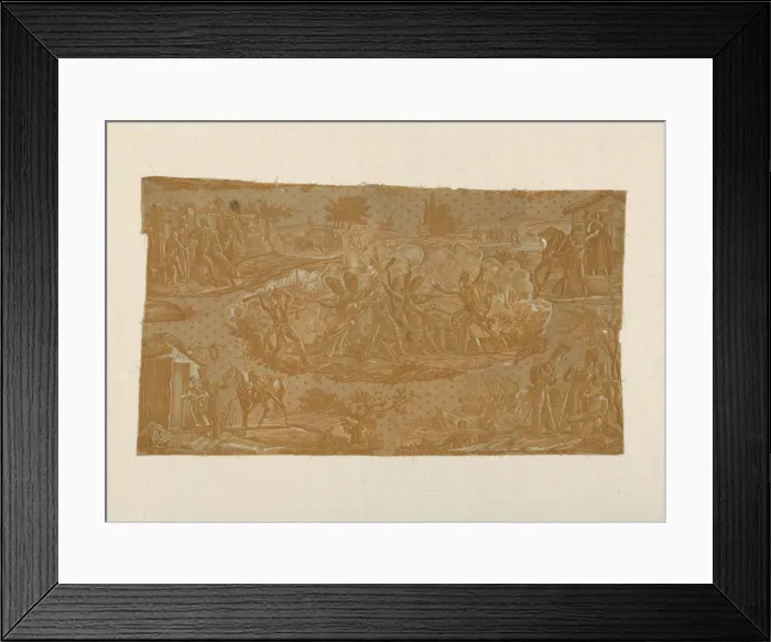 Framed Print : Cambronne at Waterloo (Furnishing Fabric), France, 1820 / 25. Creator: Hartmann et Fils Framed Print : Cambronne at Waterloo (Furnishing Fabric), France, 1820 / 25. Creator: Hartmann et Fils