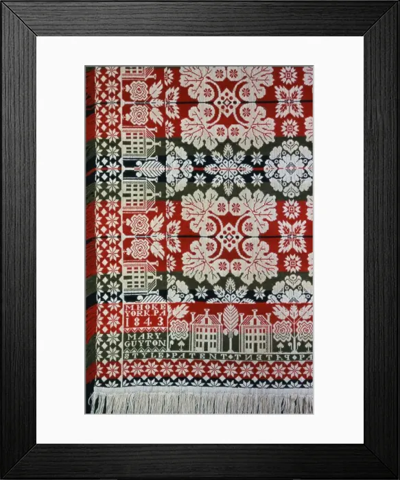 Framed Print : Coverlet, Pennsylvania, 1843. Creator: Martin Hoke Framed Print : Coverlet, Pennsylvania, 1843. Creator: Martin Hoke