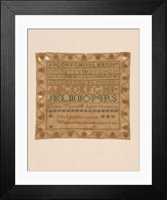 Framed Print : Sampler, United States, 19th century. Creator: Meliza Thornal Framed Print : Sampler, United States, 19th century. Creator: Meliza Thornal