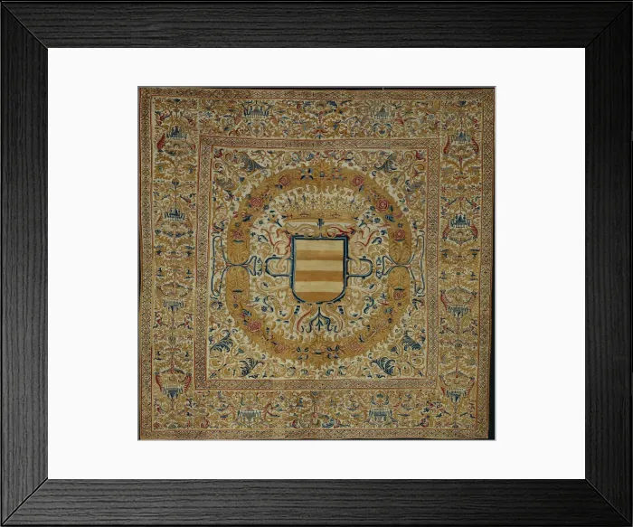 Framed Print : Large Hanging with Crown and Escutcheon, Peru, c. 1700. Creator: Unknown Framed Print : Large Hanging with Crown and Escutcheon, Peru, c. 1700. Creator: Unknown