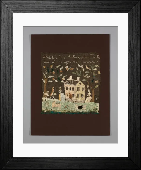 Framed Print : Sampler, Massachusetts, 1791. Creator: Polly Bedford Framed Print : Sampler, Massachusetts, 1791. Creator: Polly Bedford