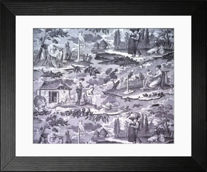 Framed Print : Le Kakatoes (The Cockatoo) (Furnishing Fabric), Nantes, c. 1815 Framed Print : Le Kakatoes (The Cockatoo) (Furnishing Fabric), Nantes, c. 1815