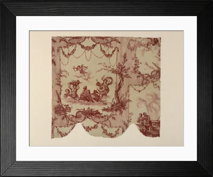 Framed Print : Les Quatre Elements (The Four Elements) (Furnishing Fabric), France, c. 1780 Framed Print : Les Quatre Elements (The Four Elements) (Furnishing Fabric), France, c. 1780