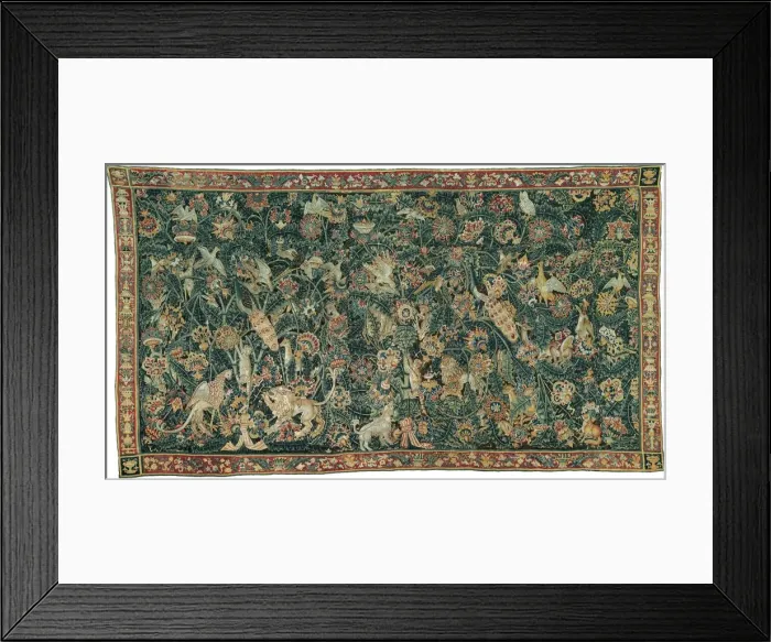 Framed Print : Large Leaf Verdure with Animals and Birds, Southern Netherlands, 1525 / 50 Framed Print : Large Leaf Verdure with Animals and Birds, Southern Netherlands, 1525 / 50