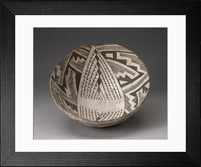 Framed Print : Bowl with Large Diamond-Shaped Area Interior with Dotted Lines and Diamonds... A.D Framed Print : Bowl with Large Diamond-Shaped Area Interior with Dotted Lines and Diamonds... A.D