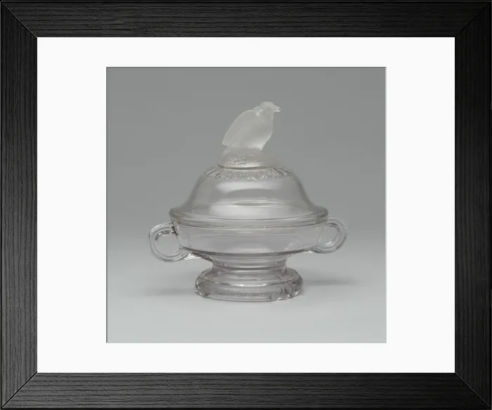 Framed Print : Old Abe / Frosted Eagle covered footed dish, 1880 / 90. Creator: Crystal Glass Company Framed Print : Old Abe / Frosted Eagle covered footed dish, 1880 / 90. Creator: Crystal Glass Company