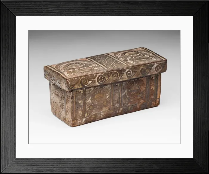 Framed Print : Carved Box Incised with Figures, Birds, and Textile Patterns, A. D. 1000 / 1532 Framed Print : Carved Box Incised with Figures, Birds, and Textile Patterns, A. D. 1000 / 1532