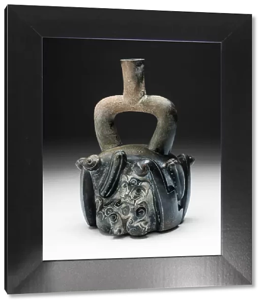 Stirrup-Spout Vessel with Feline and Cactus, 900  /  200 B. C. Creator: Unknown