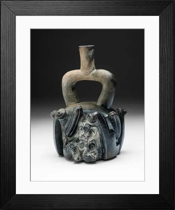 Framed Print : Stirrup-Spout Vessel with Feline and Cactus, 900 / 200 B. C. Creator: Unknown Framed Print : Stirrup-Spout Vessel with Feline and Cactus, 900 / 200 B. C. Creator: Unknown