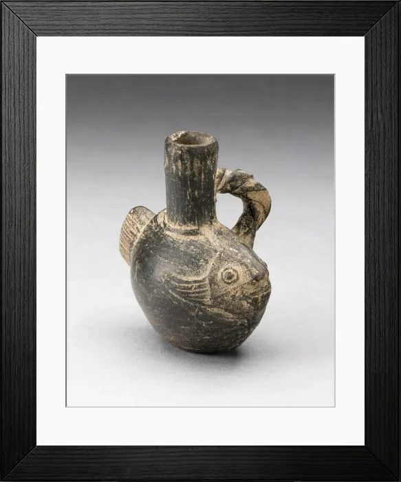 Framed Print : Miniature Spout Vessel in the Form of a Fish with a Rope-shaped Handle, A. D. 1000 / 1400 Framed Print : Miniature Spout Vessel in the Form of a Fish with a Rope-shaped Handle, A. D. 1000 / 1400