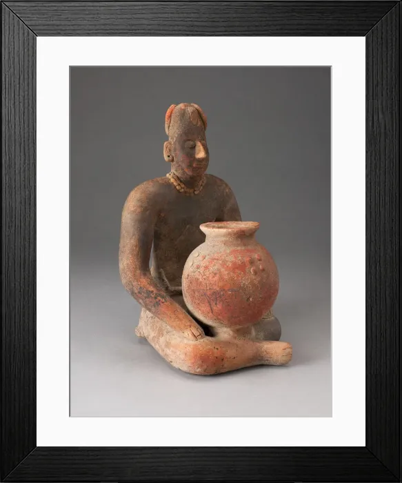 Framed Print : Seated Female Figure Holding a Vessel, A. D. 100 / 400. Creator: Unknown Framed Print : Seated Female Figure Holding a Vessel, A. D. 100 / 400. Creator: Unknown