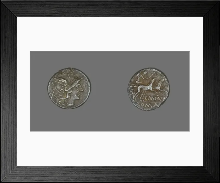 Framed Print : Denarius (Coin) Depicting the Goddess Roma, 153 BCE. Creator: Unknown Framed Print : Denarius (Coin) Depicting the Goddess Roma, 153 BCE. Creator: Unknown