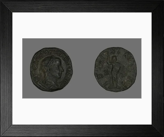 Framed Print : Sestertius (Coin) Portraying Emperor Gordianus, 238-244. Creator: Unknown Framed Print : Sestertius (Coin) Portraying Emperor Gordianus, 238-244. Creator: Unknown