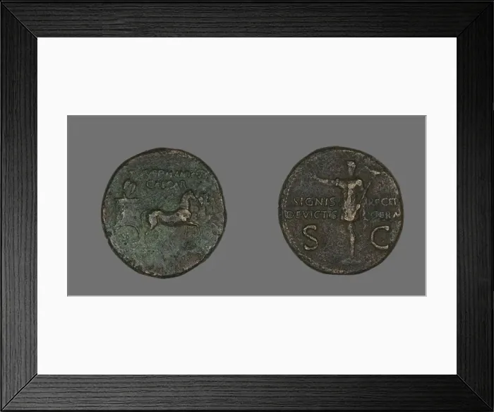 Framed Print : Dupondius (Coin) Portraying Germanicus Caesar, 15 BCE-19 CE. Creator: Unknown Framed Print : Dupondius (Coin) Portraying Germanicus Caesar, 15 BCE-19 CE. Creator: Unknown