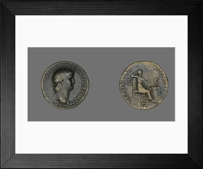 Framed Print : Dupondius (Coin) Portraying Emperor Nero, 63. Creator: Unknown Framed Print : Dupondius (Coin) Portraying Emperor Nero, 63. Creator: Unknown