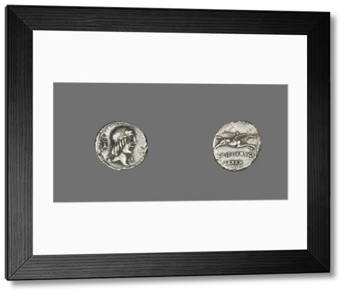 Framed Print : Denarius (Coin) Depicting the God Apollo, 90 BCE. Creator: Unknown Framed Print : Denarius (Coin) Depicting the God Apollo, 90 BCE. Creator: Unknown
