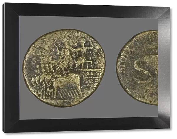 Sestertius (Coin) Depicting an Elephant Quadriga, 34-35. Creator: Unknown