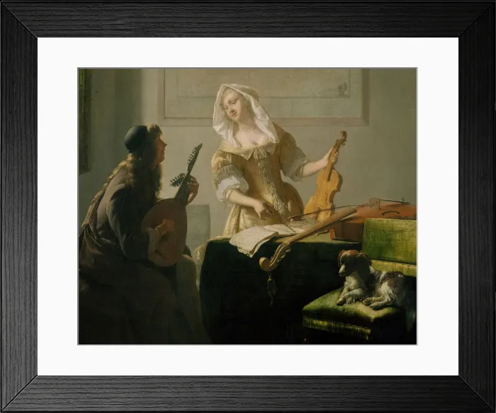 Framed Print : The Music Lesson, 1671. Creator: Jacob Ochtervelt Framed Print : The Music Lesson, 1671. Creator: Jacob Ochtervelt