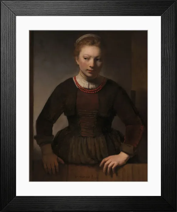 Framed Print : Young Woman at an Open Half-Door, 1645. Creators: Rembrandt Harmensz van Rijn Framed Print : Young Woman at an Open Half-Door, 1645. Creators: Rembrandt Harmensz van Rijn