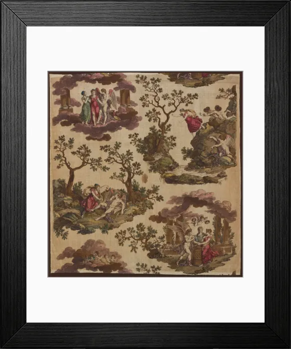 Framed Print : Psyche et L Armour (The Story of Cupid and Psyche) (Furnishing Fabric), Nantes, c. 1790 Framed Print : Psyche et L Armour (The Story of Cupid and Psyche) (Furnishing Fabric), Nantes, c. 1790