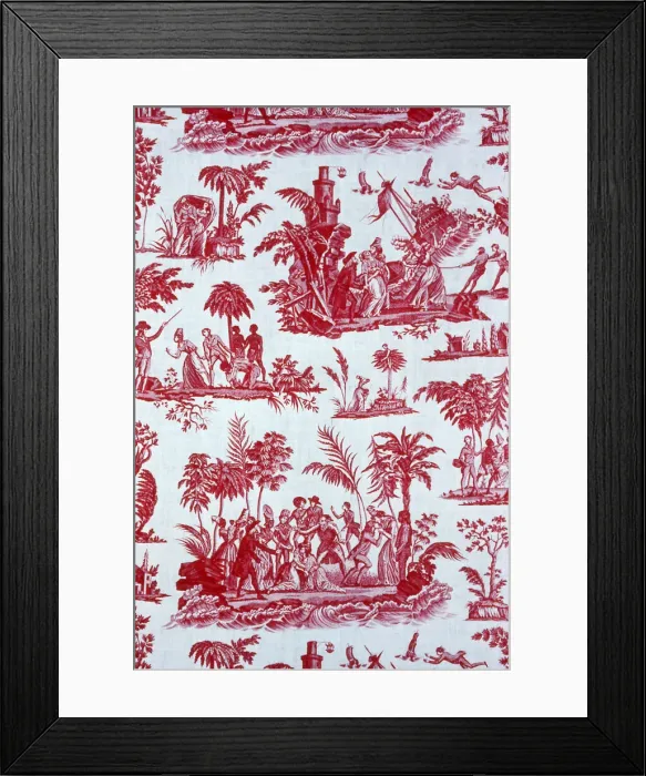 Framed Print : Paul and Virginie Furnishing Fabric, Nantes, c. 1795. Creator: Petitpierre et Cie Framed Print : Paul and Virginie Furnishing Fabric, Nantes, c. 1795. Creator: Petitpierre et Cie
