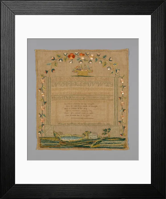 Framed Print : Sampler, Massachusetts, 1825. Creator: Mary Ayer