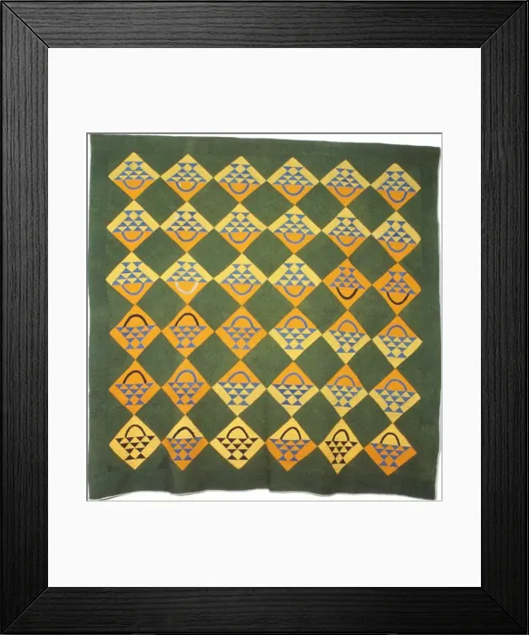 Framed Print : Bedcover (Basket Pattern Quilt), Southern Illinois, 1861 Framed Print : Bedcover (Basket Pattern Quilt), Southern Illinois, 1861
