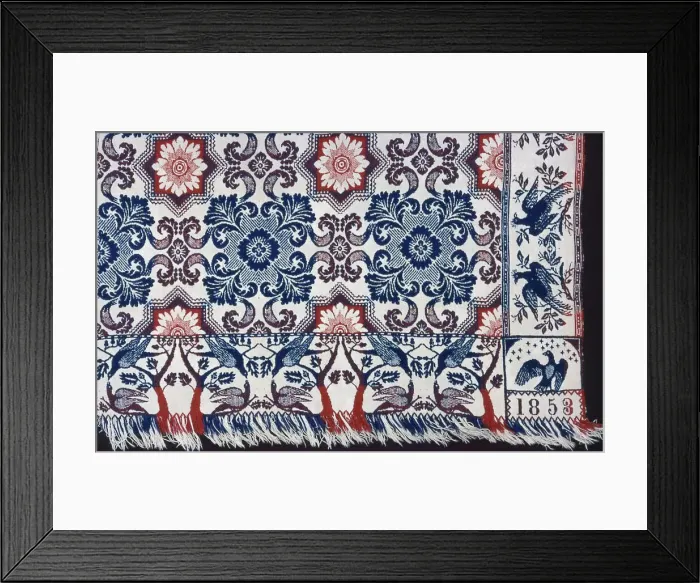 Framed Print : Coverlet, Indiana, 1853. Creator: Matthew Rattray Framed Print : Coverlet, Indiana, 1853. Creator: Matthew Rattray