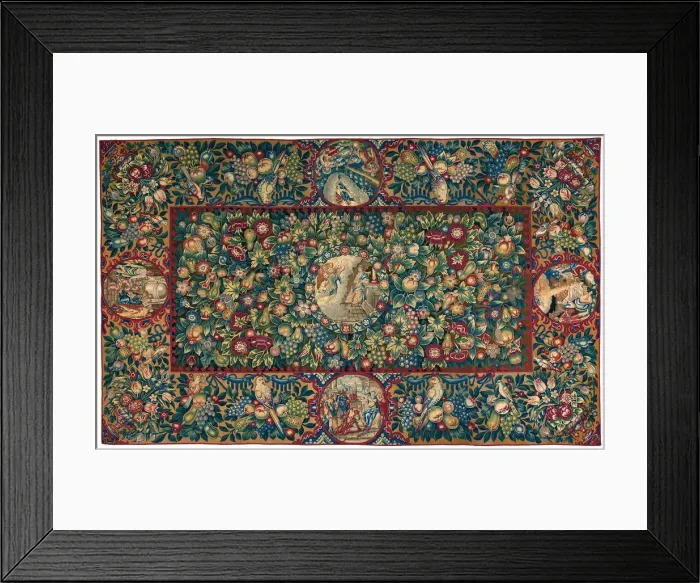 Framed Print : Table Carpet (Depicting Scenes from the Life of Christ), Netherlands, 1600 / 50 Framed Print : Table Carpet (Depicting Scenes from the Life of Christ), Netherlands, 1600 / 50
