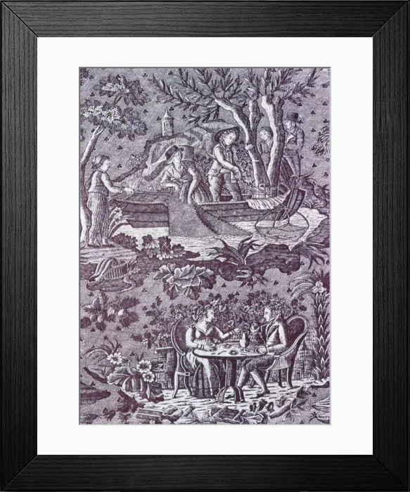 Framed Print : Plaisir de l ete(Pleasure of Summer) (Furnishing Fabric), France, c. 1820 Framed Print : Plaisir de l ete(Pleasure of Summer) (Furnishing Fabric), France, c. 1820