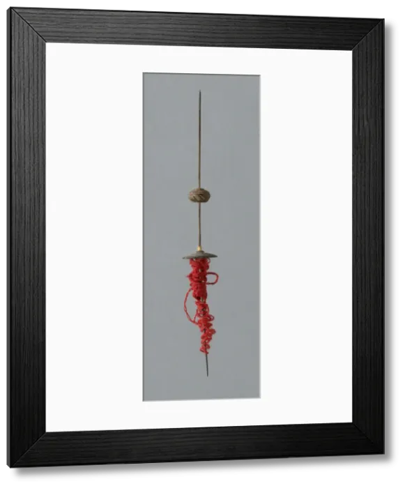 Framed Print : Wooden Spindles with Ceramic Whorls, Peru, 1000 / 1476. Creator: Unknown Framed Print : Wooden Spindles with Ceramic Whorls, Peru, 1000 / 1476. Creator: Unknown