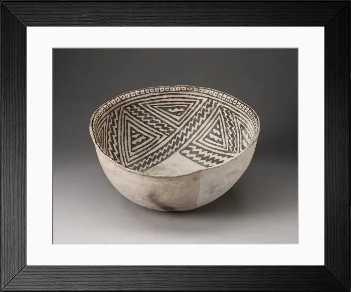 Framed Print : Bowl with Interlocking Zigzag Motif in Four-Part Design on Interior Walls, A. D. 950 / 1400 Framed Print : Bowl with Interlocking Zigzag Motif in Four-Part Design on Interior Walls, A. D. 950 / 1400