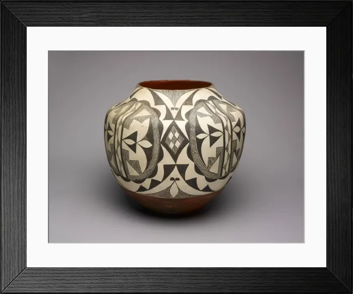 Framed Print : Black-and-White Storage Jar with Abstract Geometric Motifs, 1890s. Creator: Unknown Framed Print : Black-and-White Storage Jar with Abstract Geometric Motifs, 1890s. Creator: Unknown
