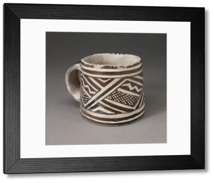Framed Print : Mug with Interlocking Geometric Pattern with Zigzag Motifs and Crosshatching, 1100 / 1275 Framed Print : Mug with Interlocking Geometric Pattern with Zigzag Motifs and Crosshatching, 1100 / 1275