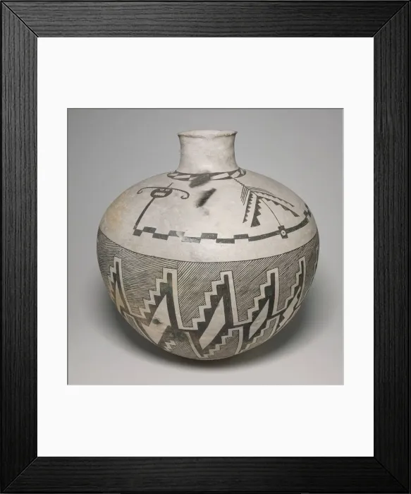 Framed Print : Jar with Horned Serpents and Interlocking, Hatched-and-Black Stepped Designs, 950 / 1400 Framed Print : Jar with Horned Serpents and Interlocking, Hatched-and-Black Stepped Designs, 950 / 1400