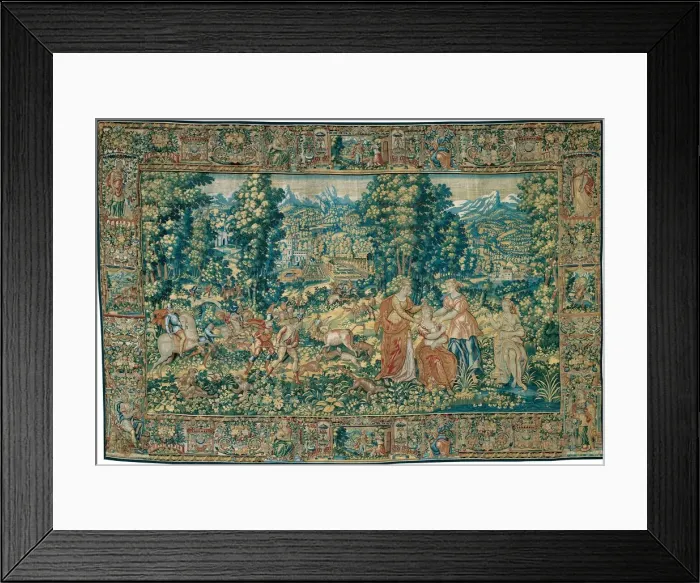 Framed Print : Diana and Her Nymphs with the Ox Hunt, Flanders, c. 1600. Creator: Unknown Framed Print : Diana and Her Nymphs with the Ox Hunt, Flanders, c. 1600. Creator: Unknown