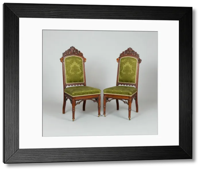 Framed Print : Pair of Side Chairs, c. 1849. Creators: Peter Trainque, William Burns Framed Print : Pair of Side Chairs, c. 1849. Creators: Peter Trainque, William Burns