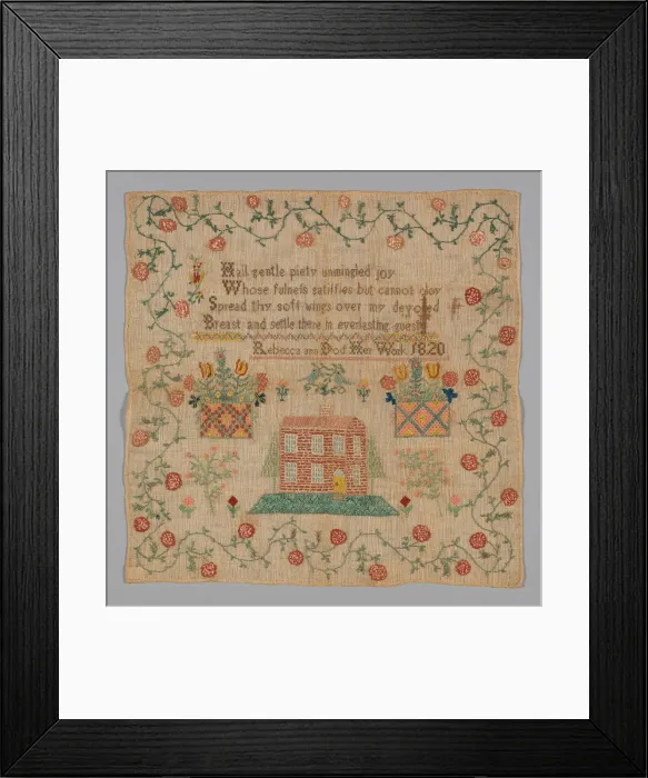 Framed Print : Sampler (Needlework), United States, 1820. Creator: Rebecca Ann Dod Framed Print : Sampler (Needlework), United States, 1820. Creator: Rebecca Ann Dod