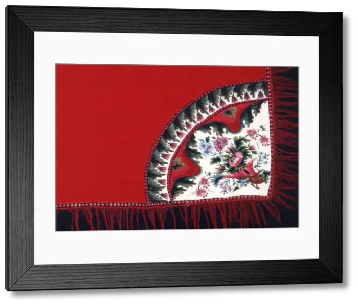 Framed Print : Square Shawl (Turnover), Russia, 1830s. Creator: Unknown Framed Print : Square Shawl (Turnover), Russia, 1830s. Creator: Unknown
