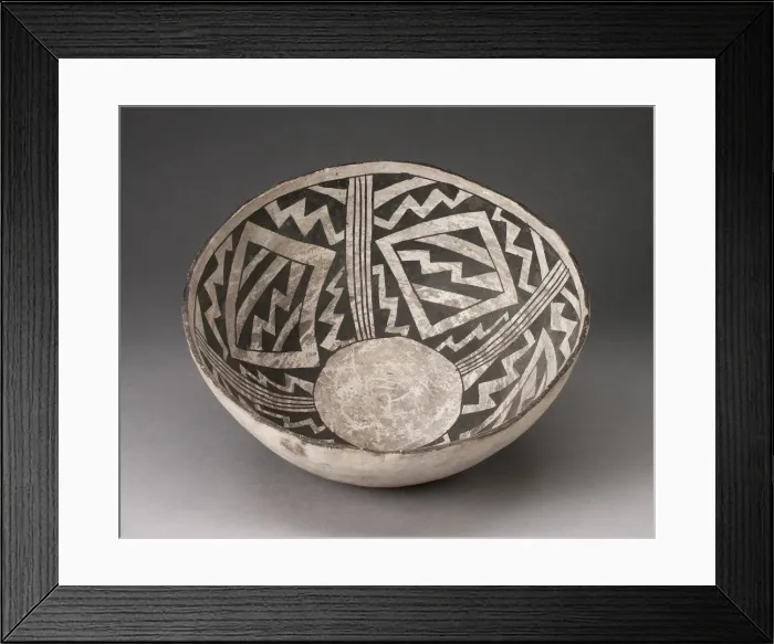 Framed Print : Bowl with Bold Black-on-White Diamond and Zizgag Motifs, A. D. 950 / 1400. Creator: Unknown Framed Print : Bowl with Bold Black-on-White Diamond and Zizgag Motifs, A. D. 950 / 1400. Creator: Unknown