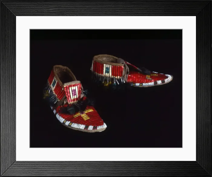 Framed Print : Pair of Moccasins, Santee Sioux Plains, 1875  /  1900. Creator: Unknown
