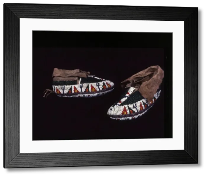 Framed Print : Pair of Childs Moccasins, Plains, c. 1885. Creator: Unknown Framed Print : Pair of Childs Moccasins, Plains, c. 1885. Creator: Unknown