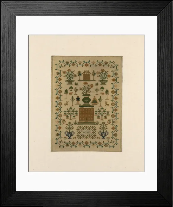 Framed Print : Sampler, United States, 1800  /  25. Creator: Emma Riches