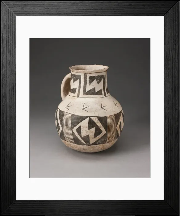Framed Print : Pitcher with Stepped-Interlocking Motifs and Vertical Hatching, A. D. 950 / 1400 Framed Print : Pitcher with Stepped-Interlocking Motifs and Vertical Hatching, A. D. 950 / 1400