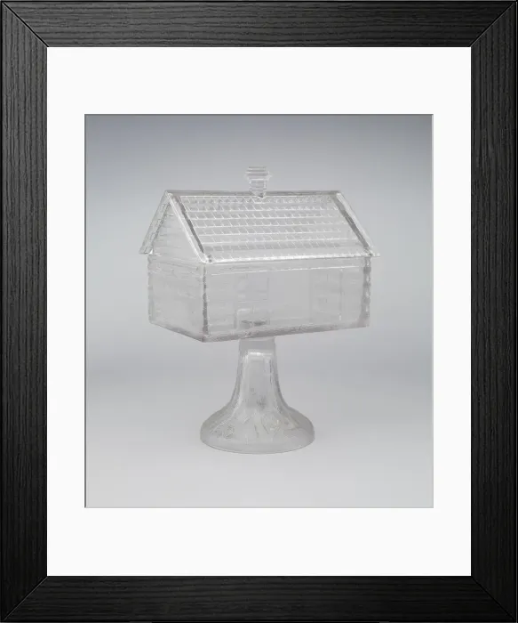 Framed Print : Log Cabin pattern covered compote, c. 1875. Creator: Central Glass Company Framed Print : Log Cabin pattern covered compote, c. 1875. Creator: Central Glass Company
